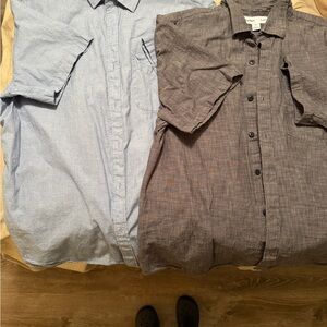 Old Navy Men's Casual Button-Down Shirts - Blue and Gray